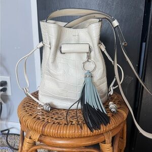 Lancel leather Bucket Shoulder Bag with Tassel